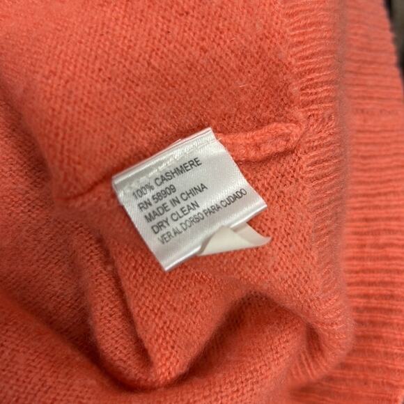 Alex Marie coral orange cashmere v-neck pullover sweater size small - Picture 7 of 7